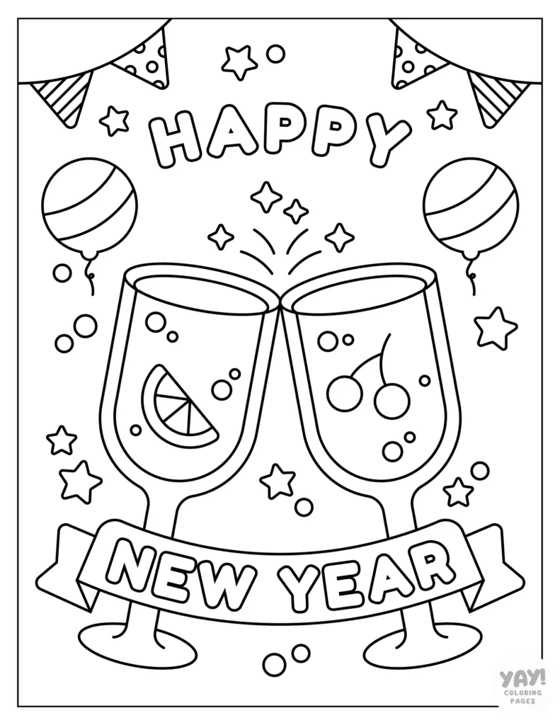 Happy New Year coloring page