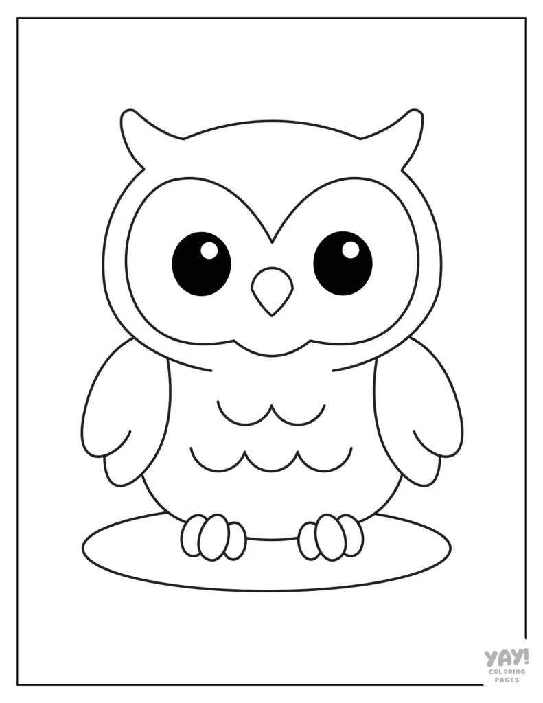 Simple owl coloring page for kids