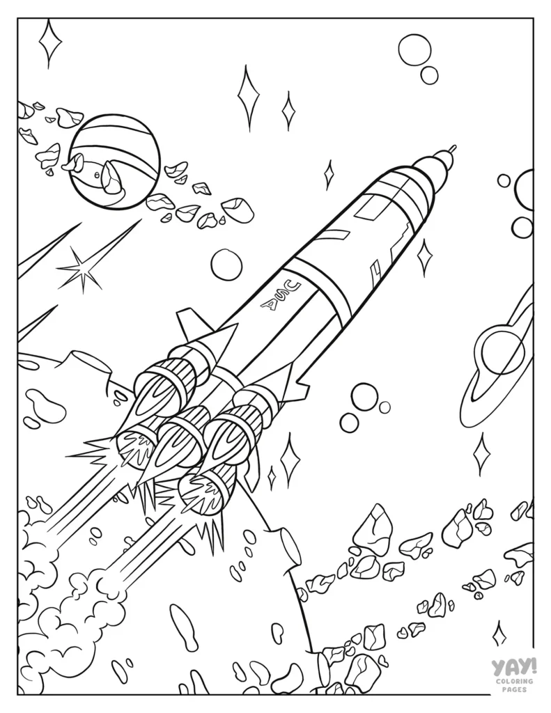 Detailed Apollo 11 rocket coloring page