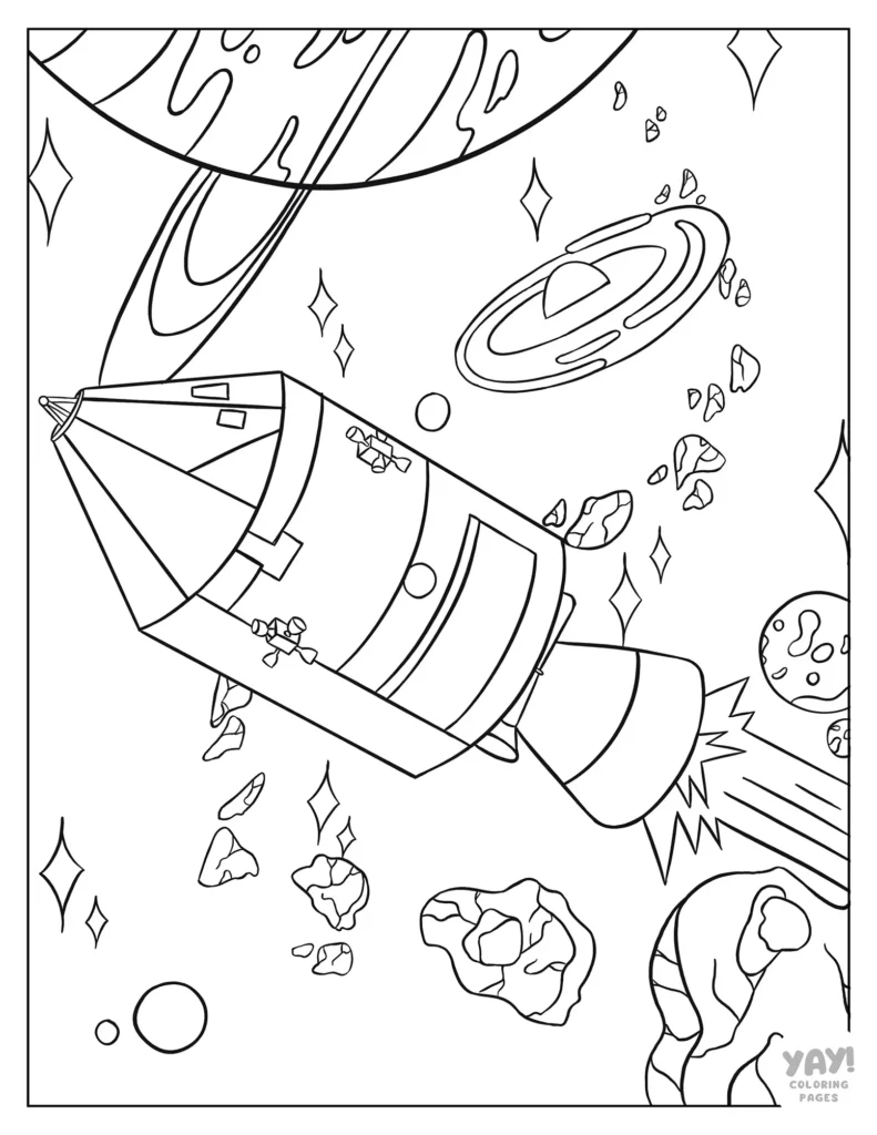 Apollo 13 rocket in space coloring page