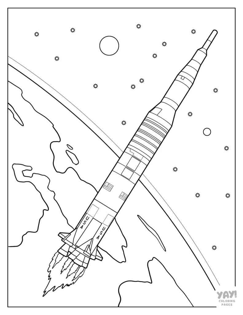 NASA Saturn V rocket line drawing