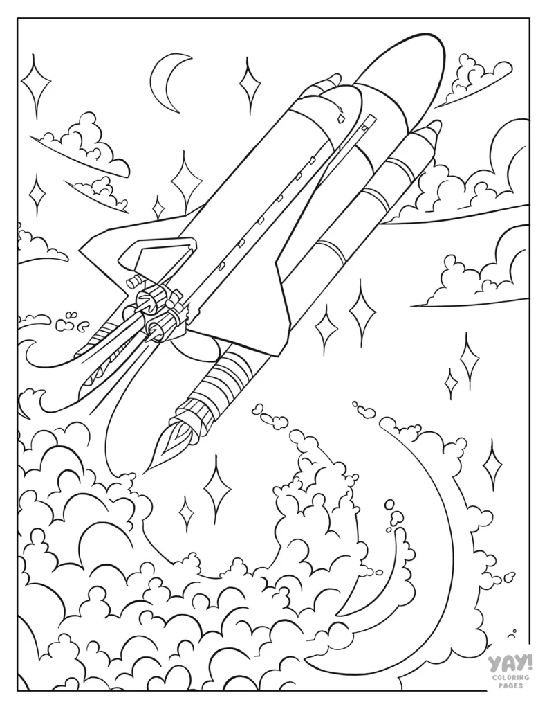 Space Shuttle Discovery line art for coloring