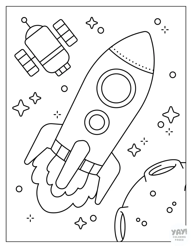 Simple rocket coloring page