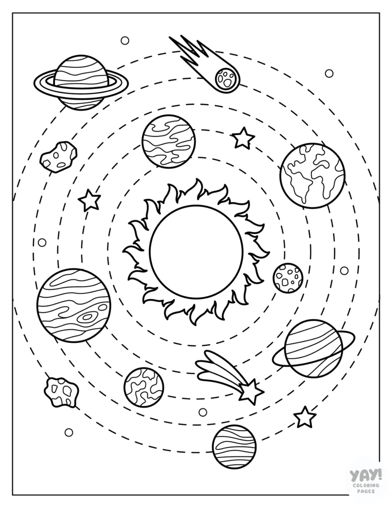 Solar system coloring page