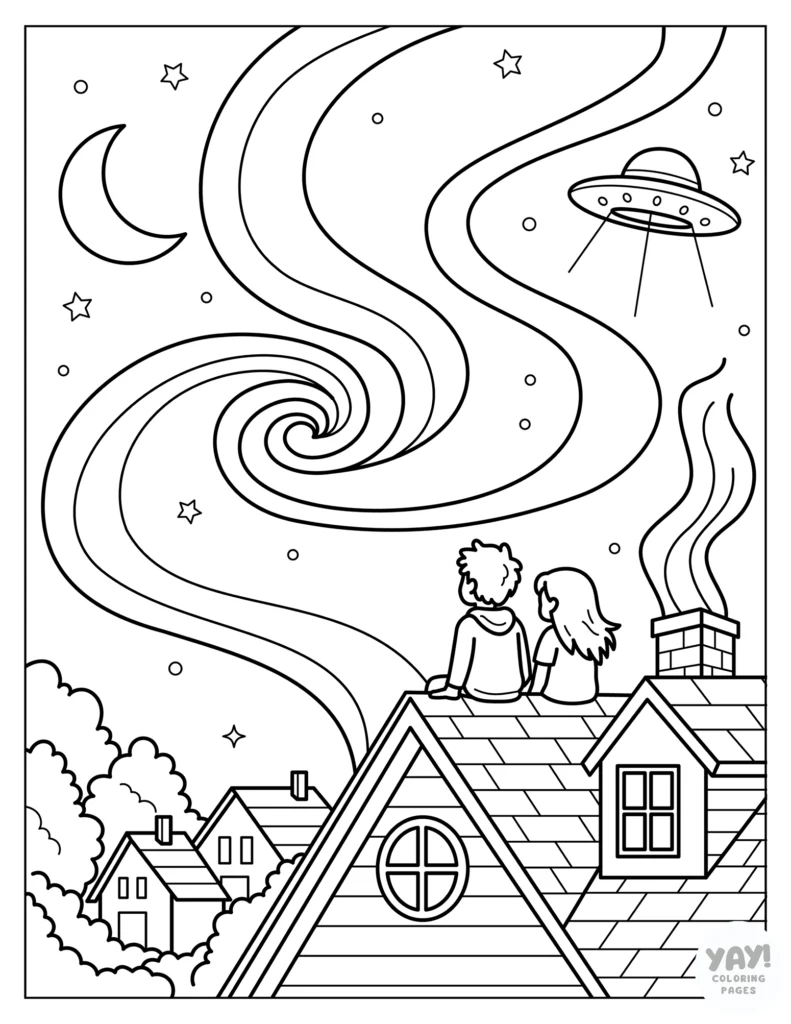 Stargazing coloring page