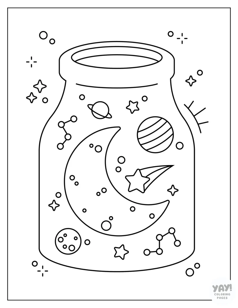 Space jar coloring page