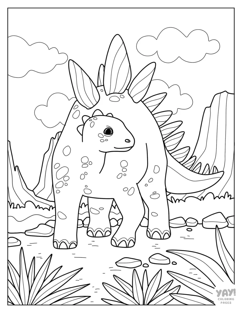 Cool stegosaurus coloring page for kids