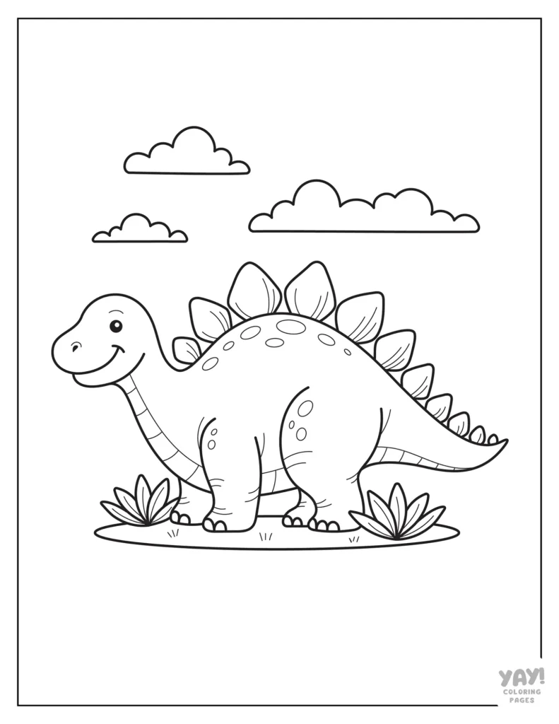 Easy to color stegosaurus for kids