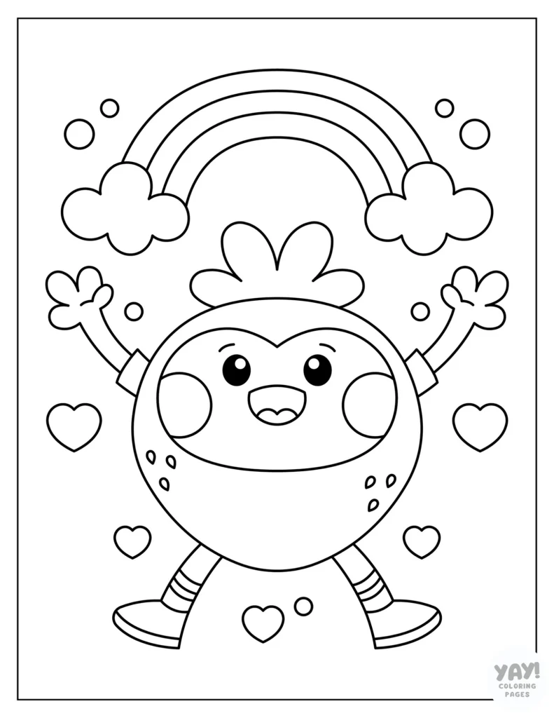 Funny strawberry character coloring page