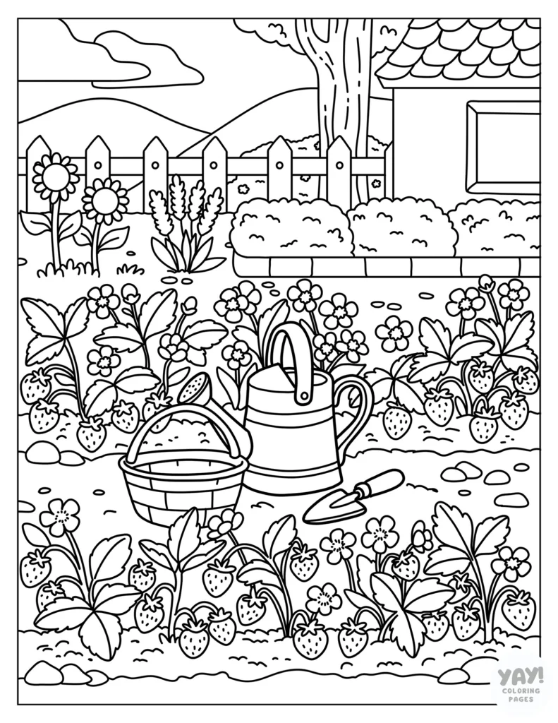 Strawberry garden coloring page