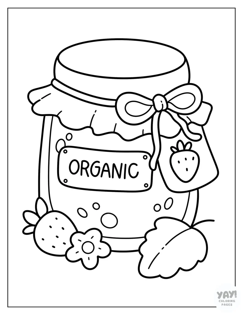 Organic strawberry jam coloring page