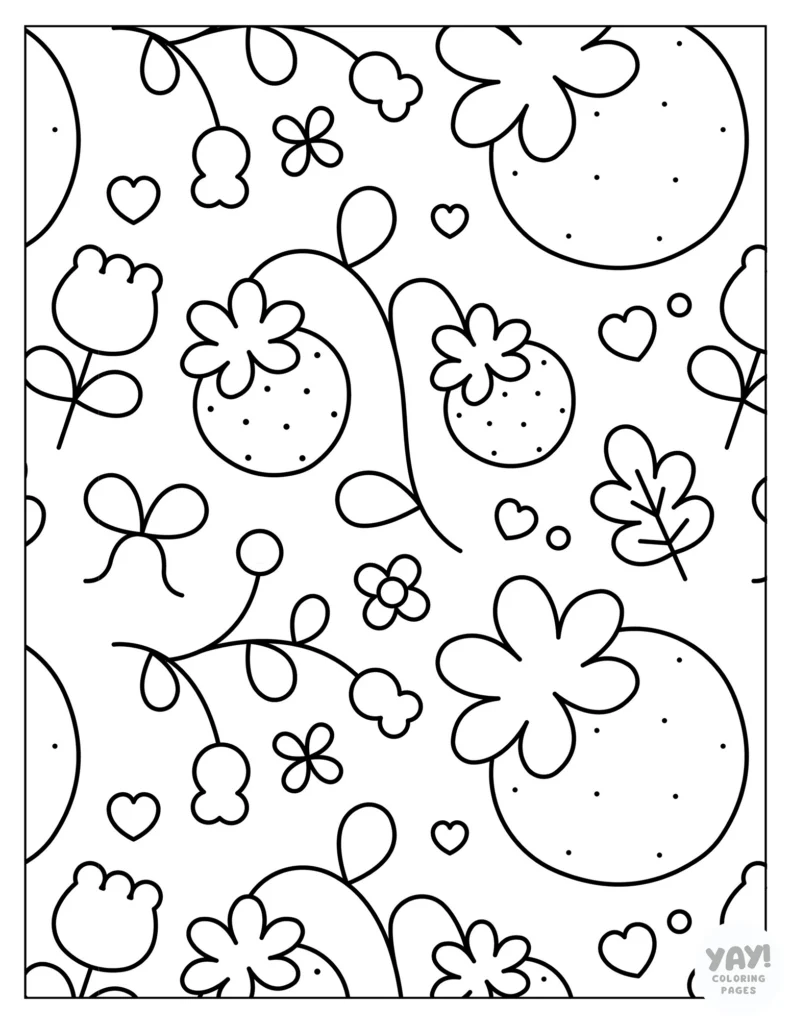 Strawberry pattern coloring page