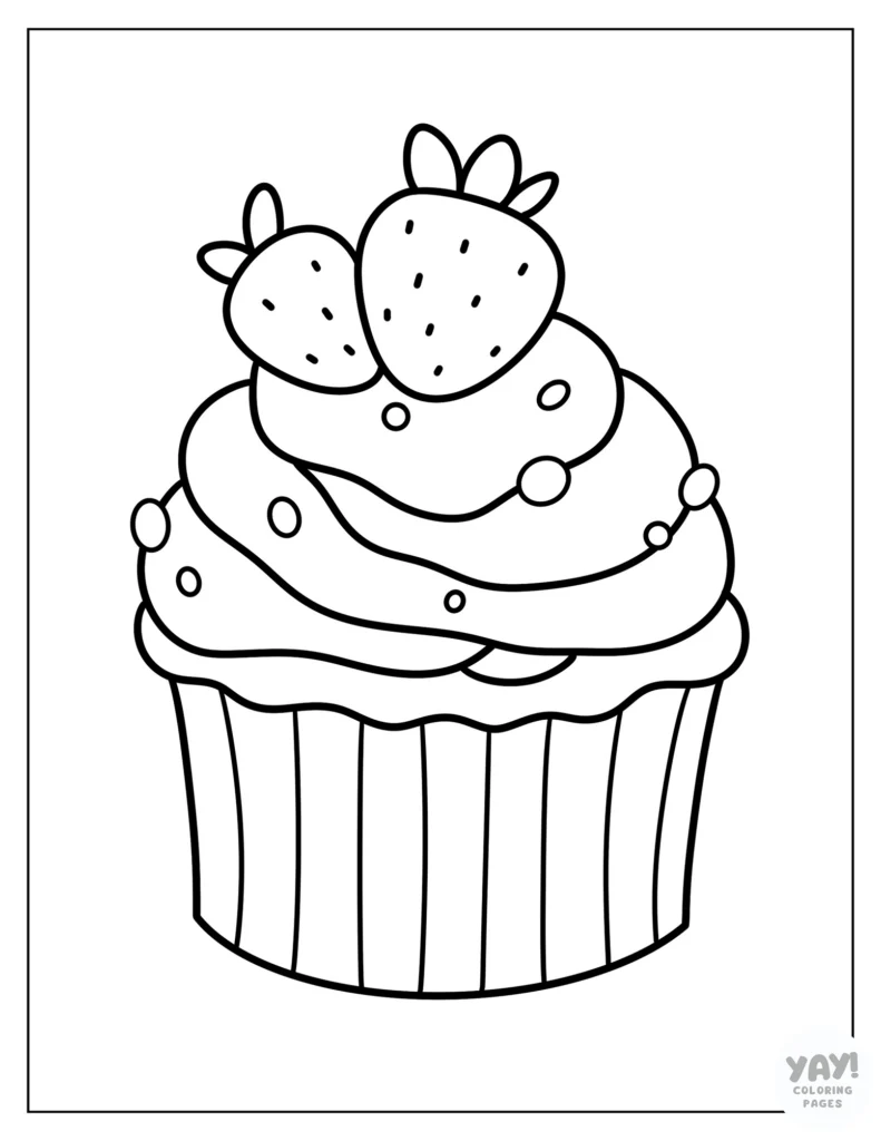 Strawberry cupcake coloring page