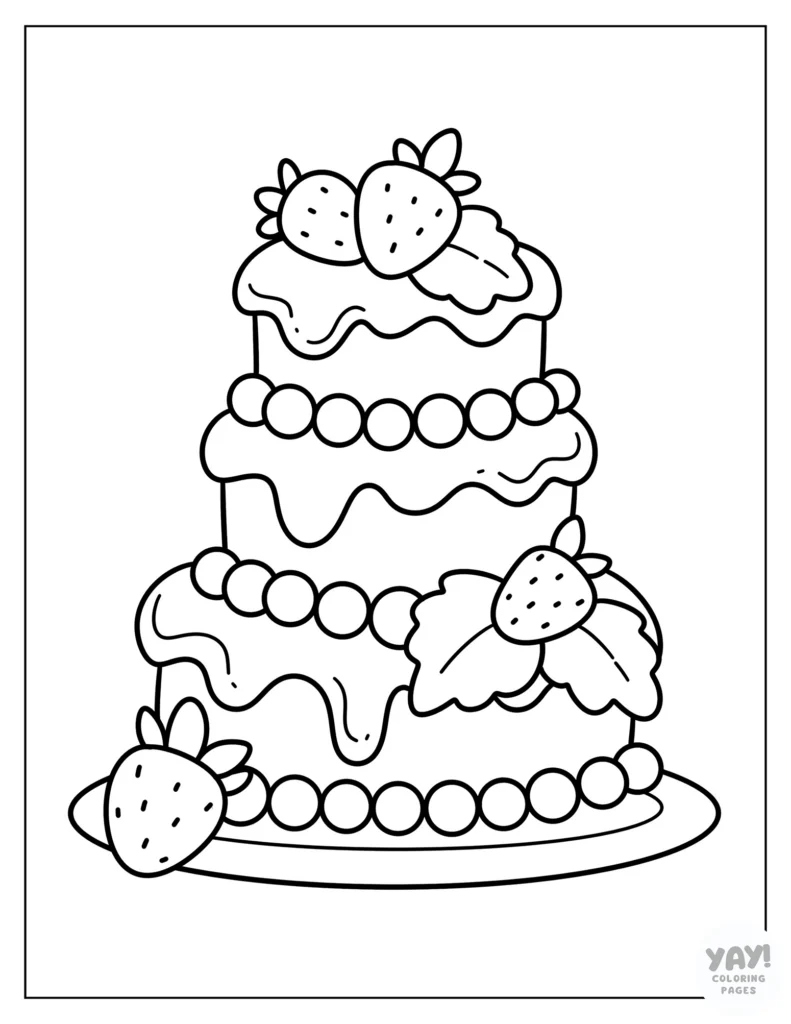 Strawberry cake coloring page