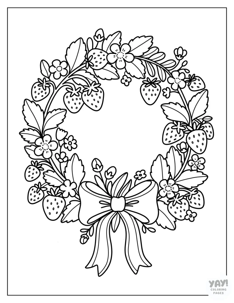 Strawberry wreath coloring page