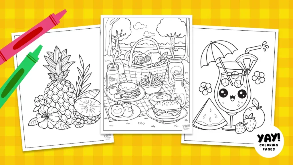 Summer foods coloring pages from Yay! Coloring Pages