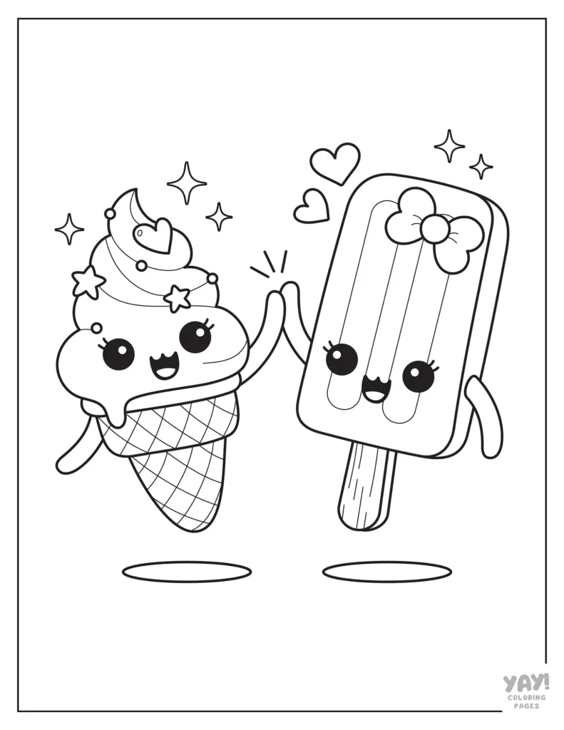 Kawaii popsicles to color