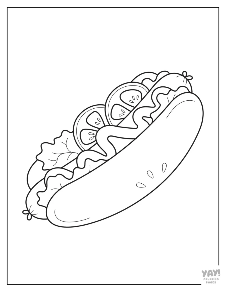 Hot dog coloring page