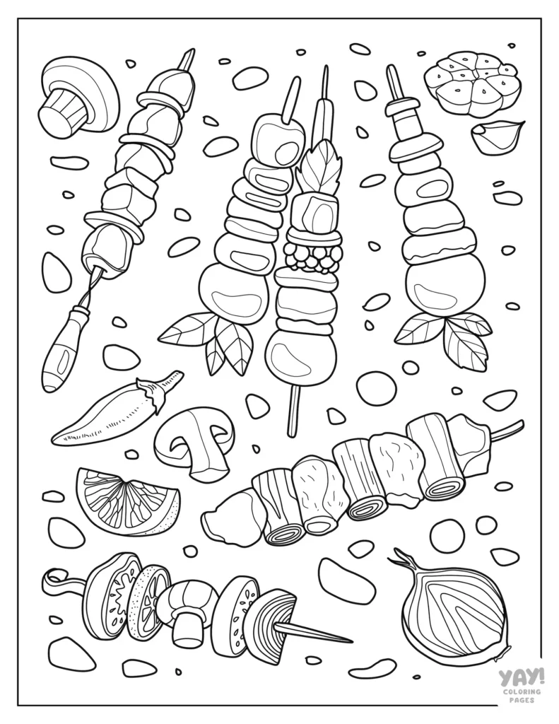 Kabobs and skewers coloring activity