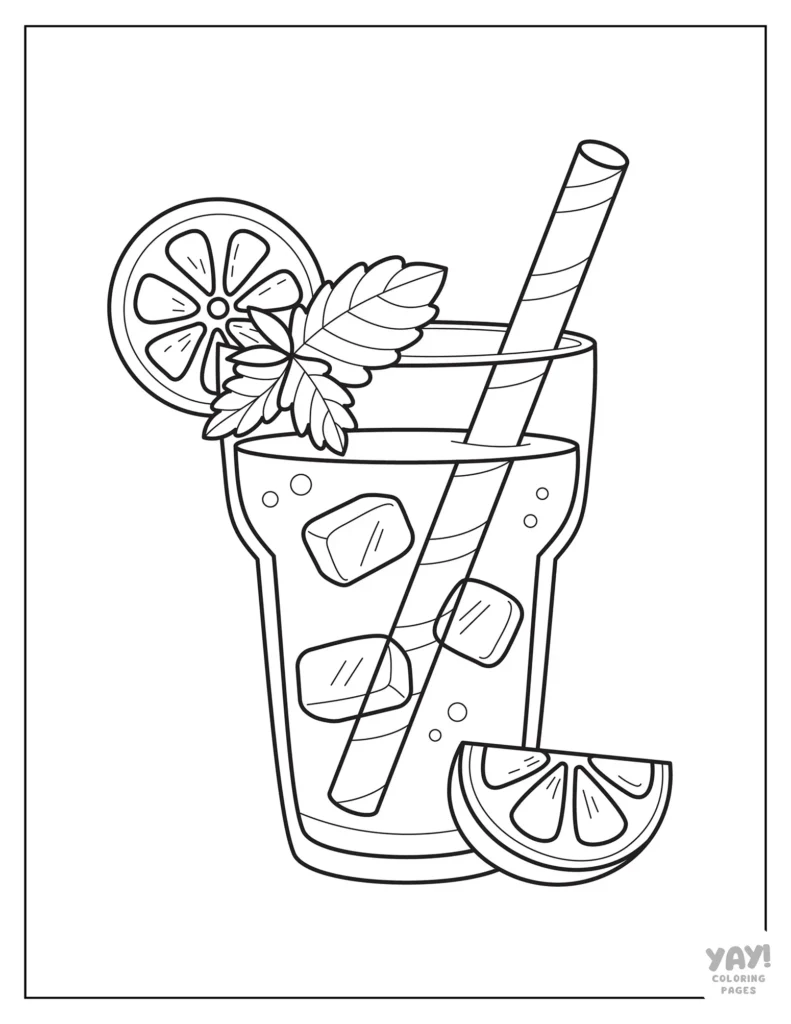 Lemonade with mint line art