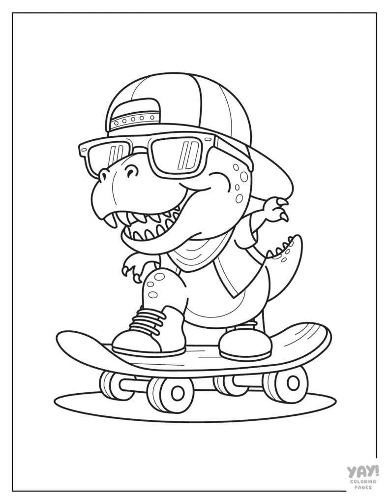 Cool Tyrannosaurus rex skateboarder