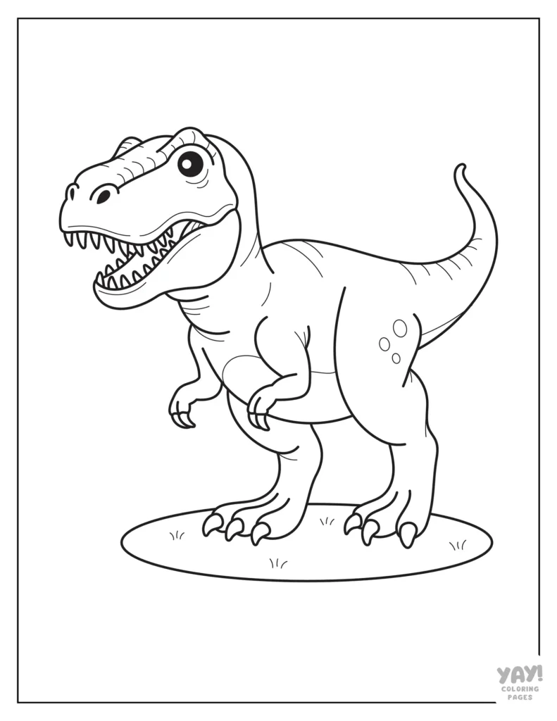 Full body line drawing of Tyrannosaurus rex to color