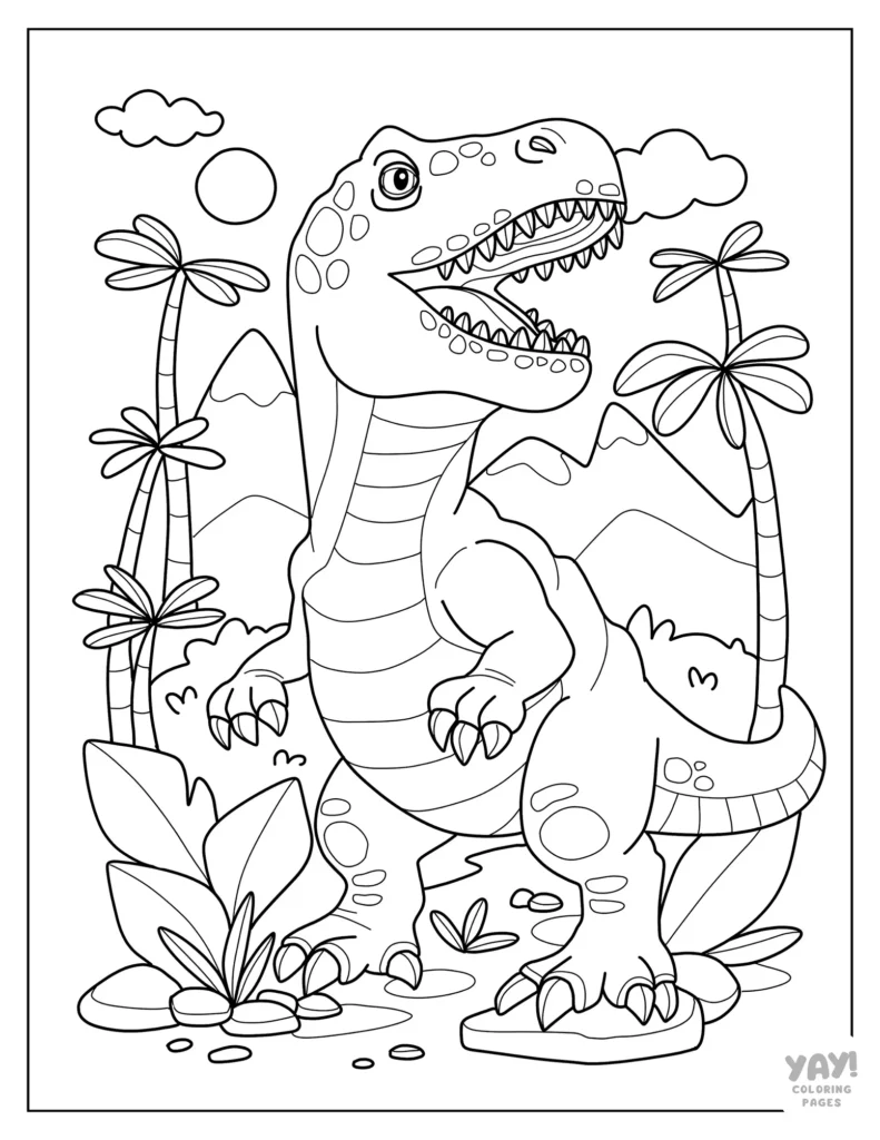 Ferocious T-Rex coloring page for kids