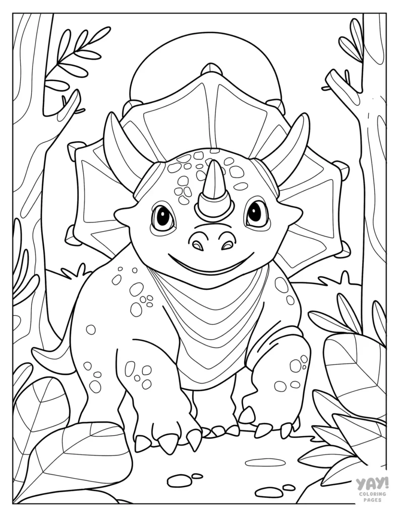 Triceratops coloring page for kids