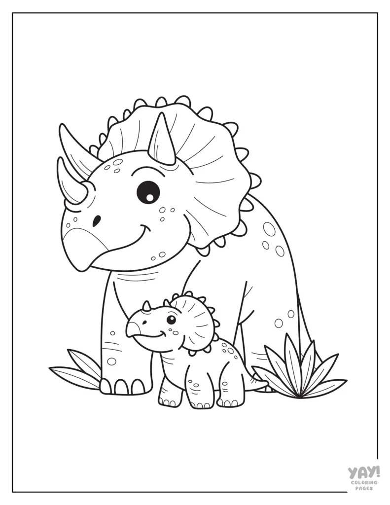 Triceratops mom and baby