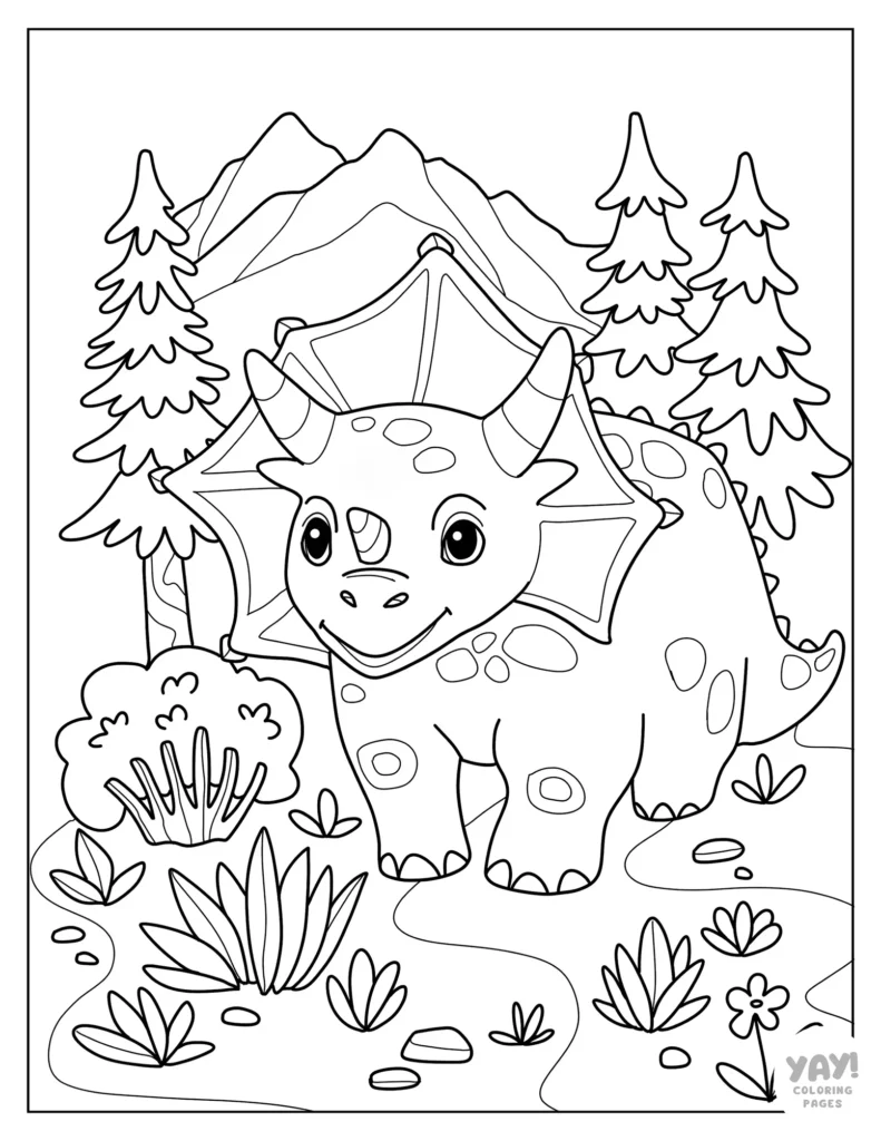 Triceratops in nature coloring sheet