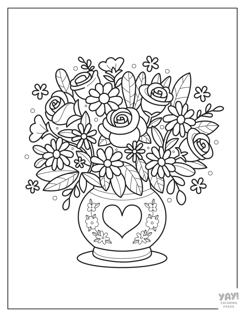 Bouquet of flowers illustration to color