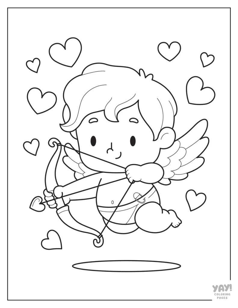 Cute cartoon cupid with hearts