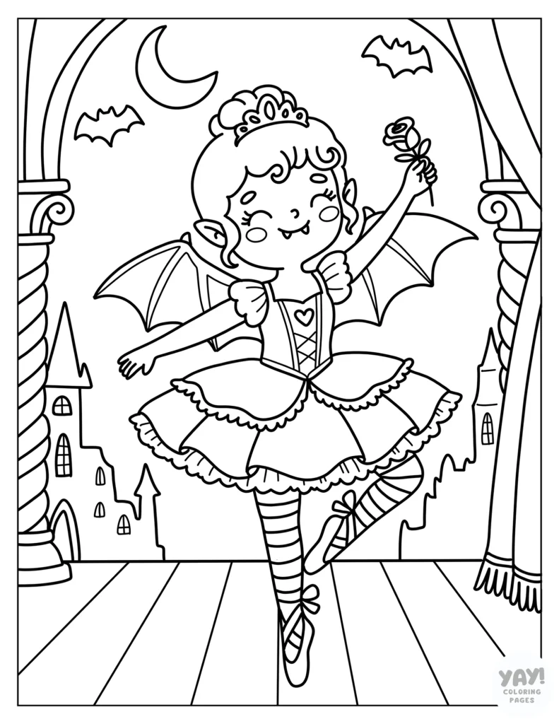 Ballerina vampire coloring page
