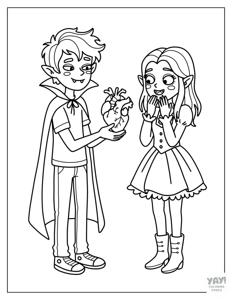 Cool vampire couple coloring page