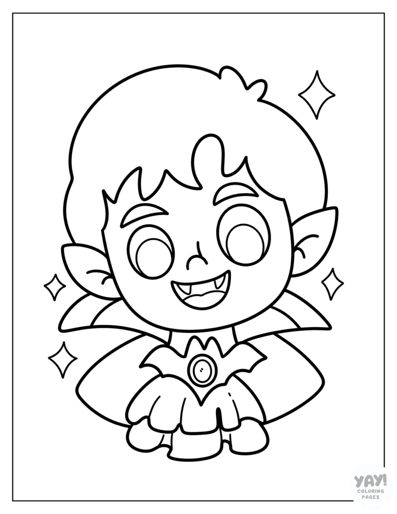 Happy vampire portrait coloring page
