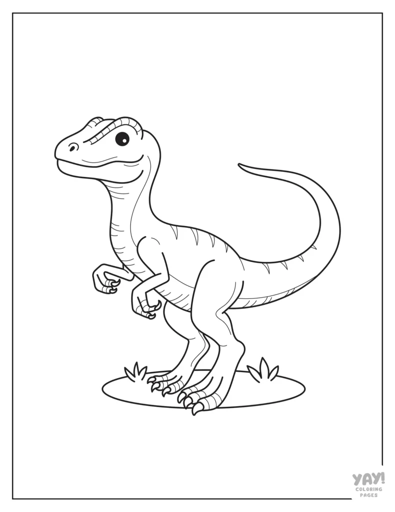 Velociraptor full body line drawing to color