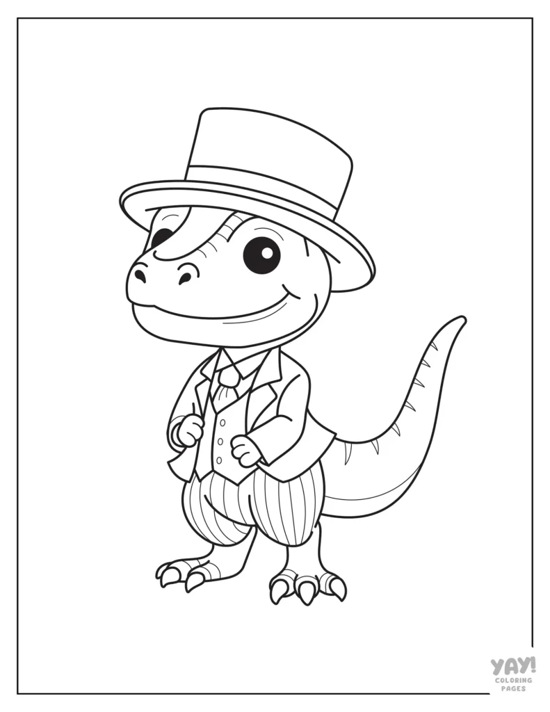 Fancy velociraptor with top hat and coat