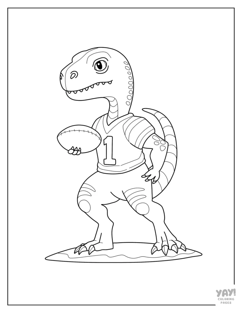 Football player dinosaur to color