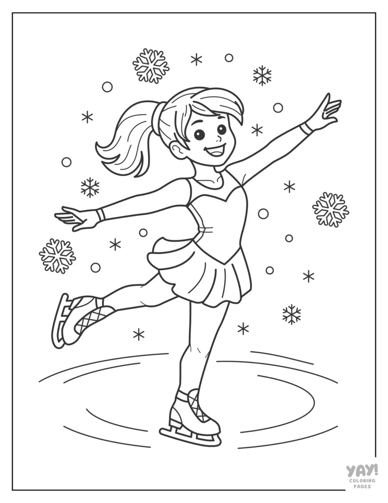 Cute figure skater coloring page