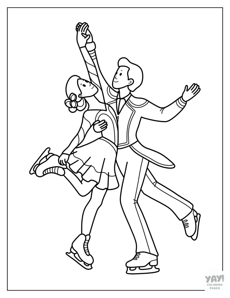 Pairs figure skaters couple coloring page