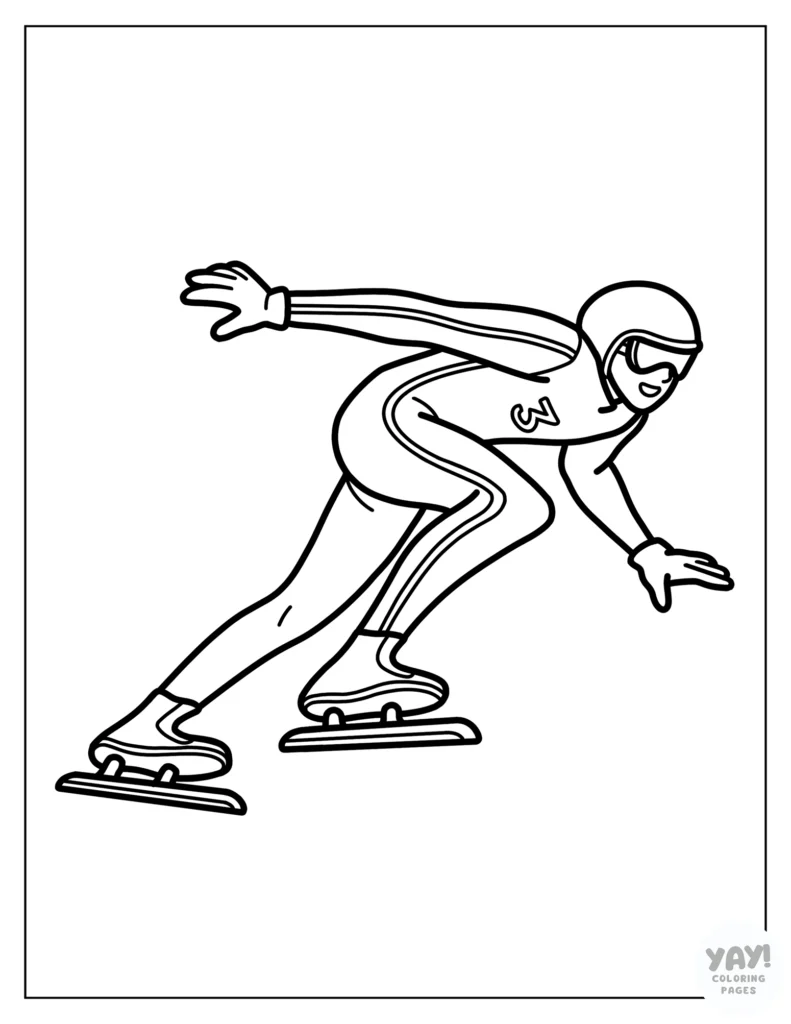Speed skater coloring page