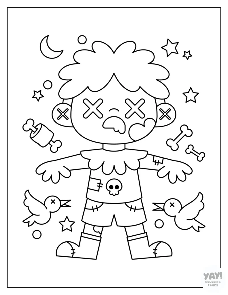 Fun zombie coloring page