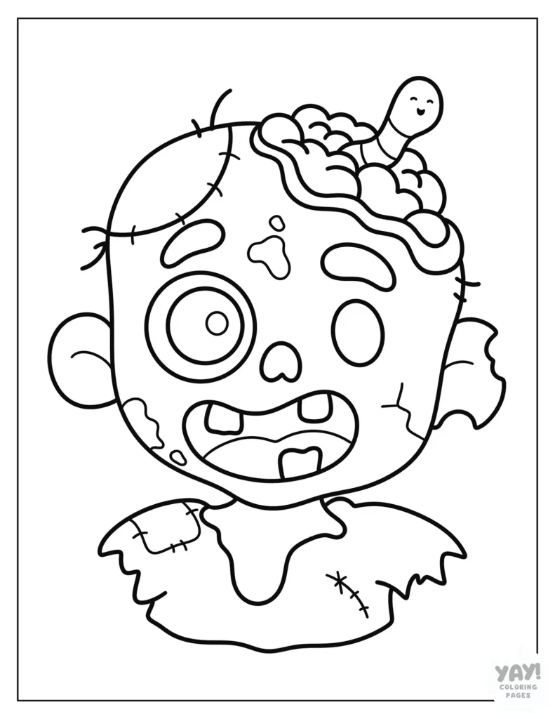 Zombie portrait coloring page