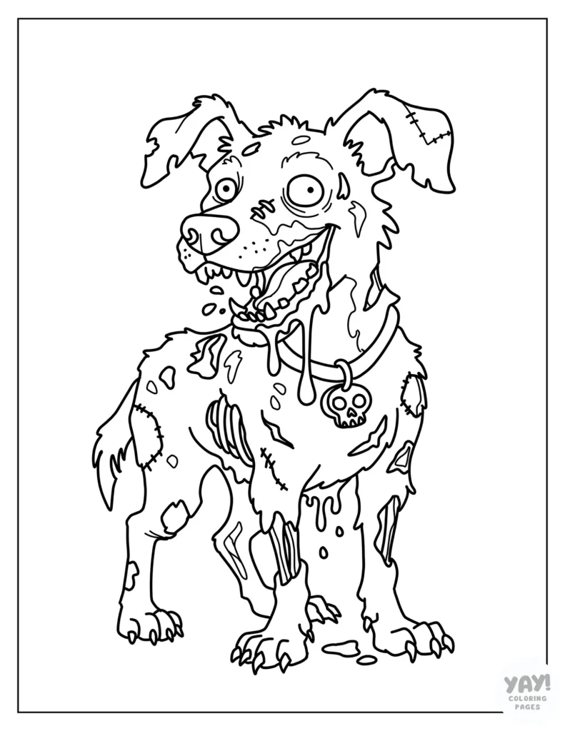 Zombie dog coloring page